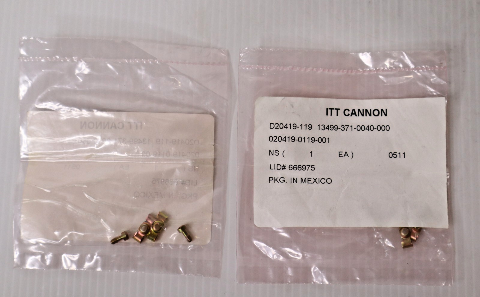 ITT Cannon D20419-119 Hardware Set - 2 Available