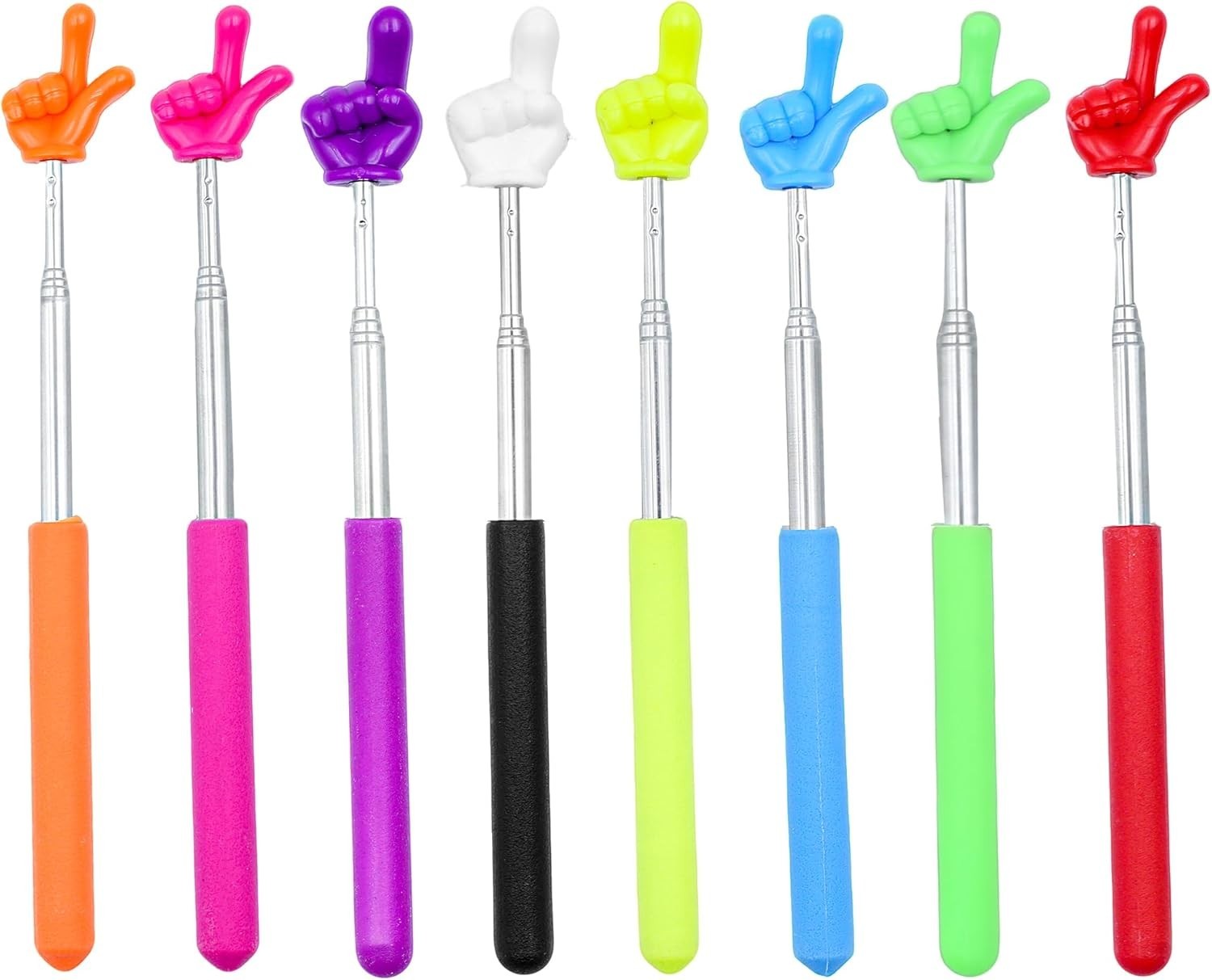 8 punteros dedo retractil colores extendible para maestro presentacion pizarras