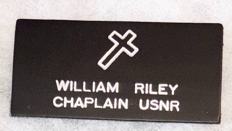 USN William Riley Chaplain Jacket Name Tag