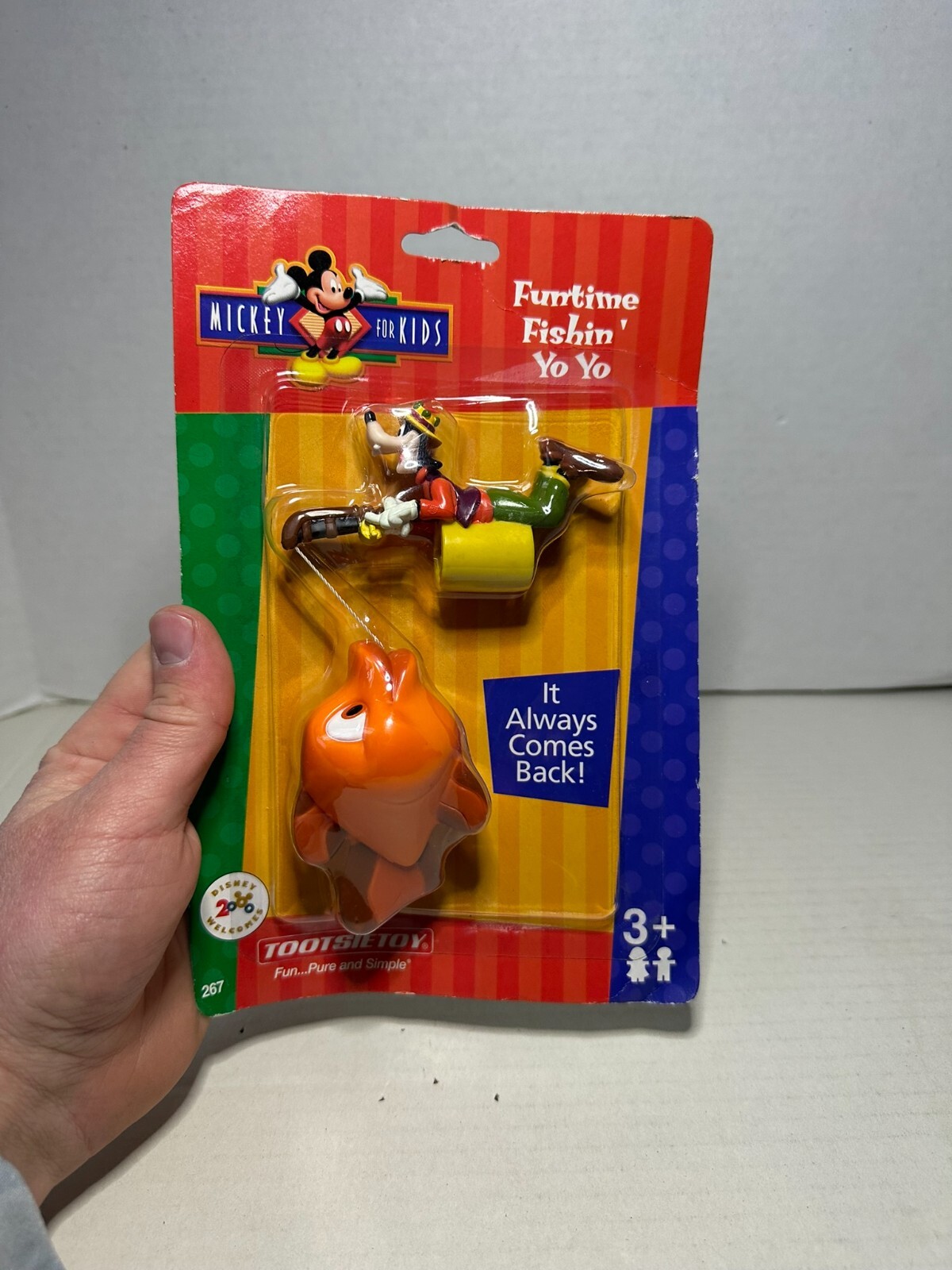 Vintage 1999 TootsieToy Mickey For Kids Funtime Fishing Finger Yo Yo Age 3+