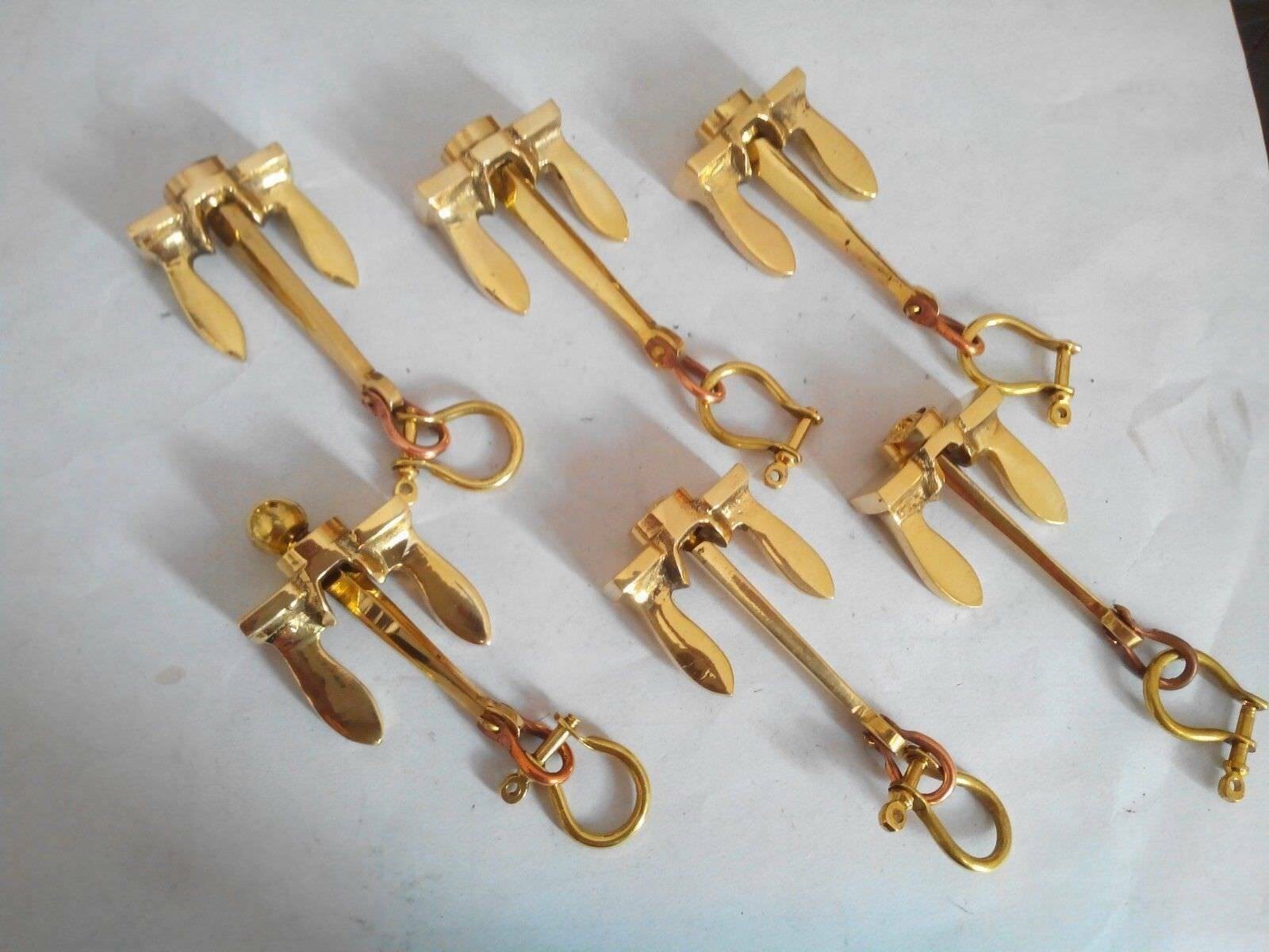 Brass Anchor Nautical handcuff Style gift New Handmade Lot Of 5 Key Chain Style