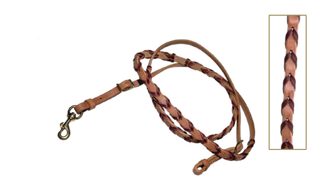 Berlin Custom Leather Single Laced Barrel Rein 5/8 inch Wide x 7 Ft 6 inch Long