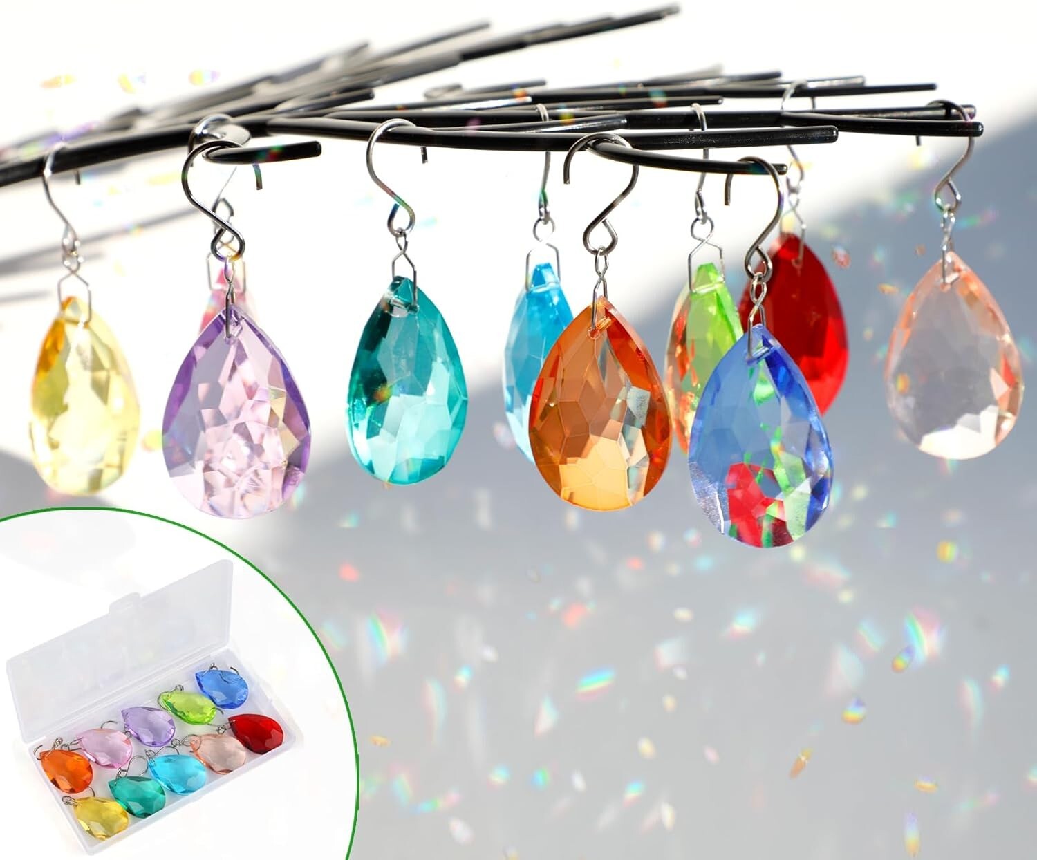 38mm Crystal Suncatcher Prism 10pcs Multicolor Teardrop Crystals Chandeliers New