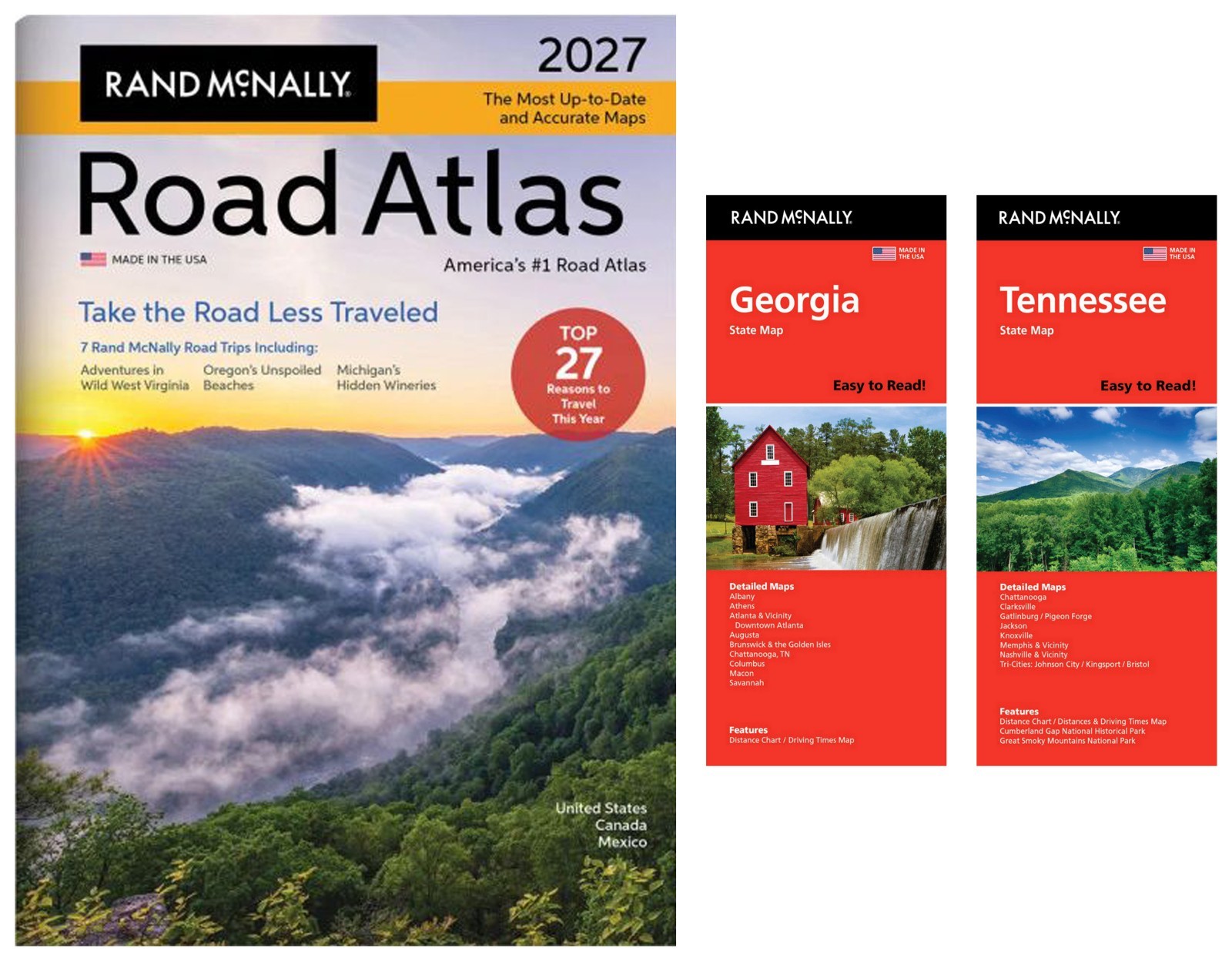 Rand McNally 2027 Road Atlas with Easy-to-Read Georgia & Tennessee State Maps