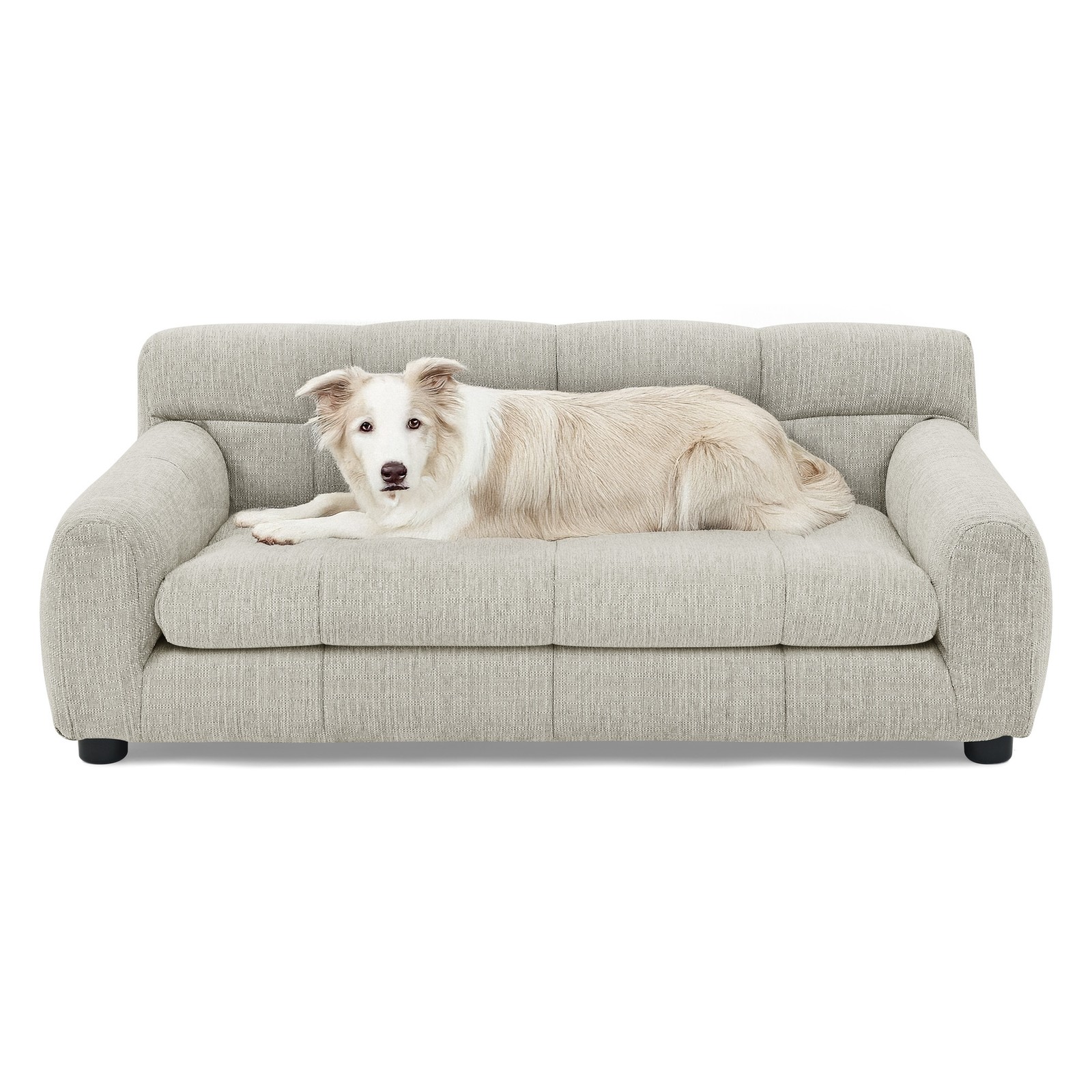 Soft Comfortable Pet Sofa Backrest Armrests Suitable for Small Medium Dogs Beige