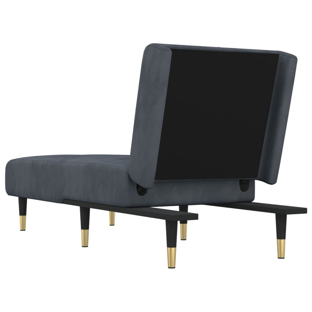 Chaise Lounge Dark Grey Velvet 21.7 in x 55.1 in x 27.6 in