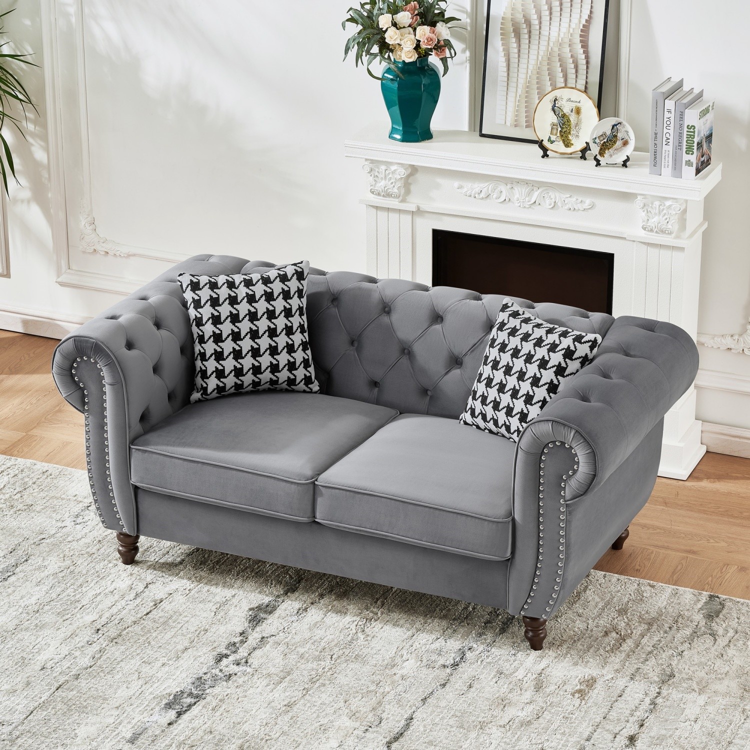 67'' Loveseat Sofa 2-Seater Velvet Upholstered Sofa Couch Living Room Sofa