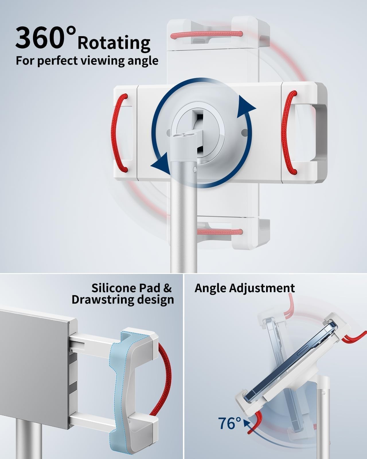 iPad Stand for Desk - Height Adjustable & Weighted Base Phone Holder