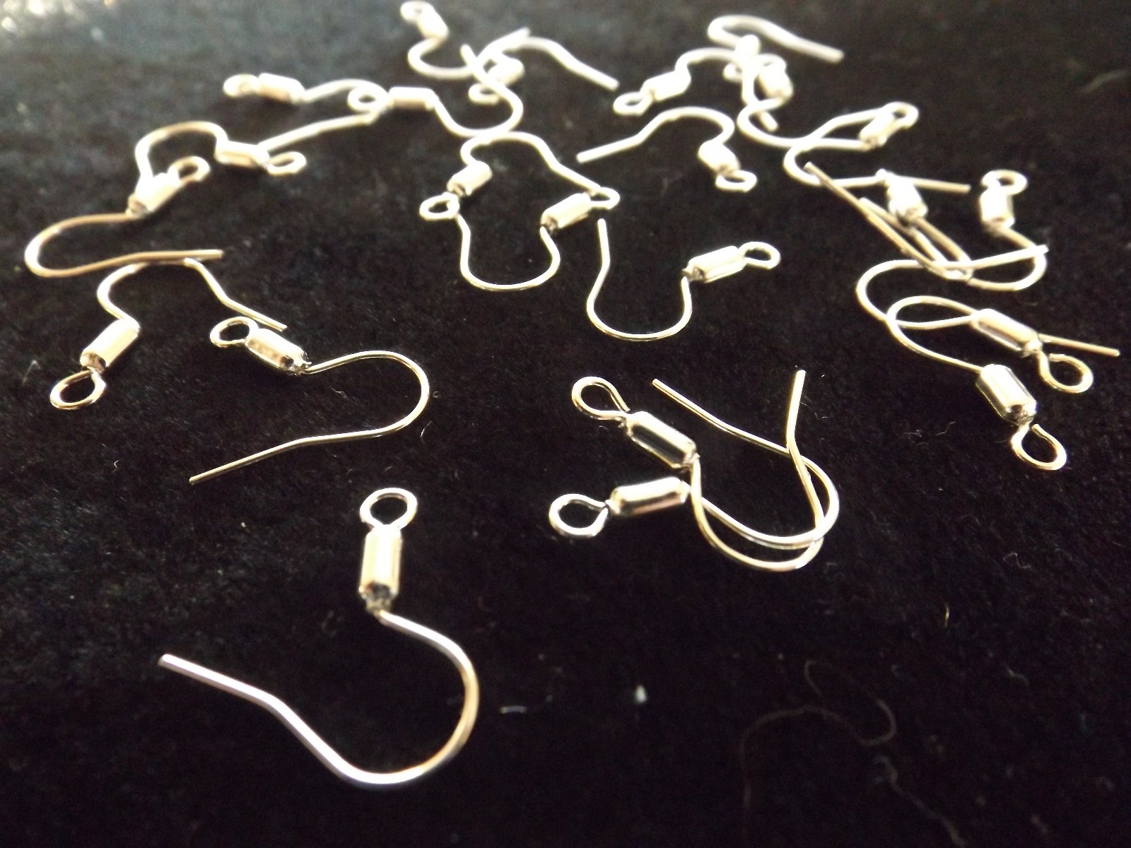 FISH HOOK EAR WIRES FINDINGS 17 MM SILVER PLATED (40 PIECES)