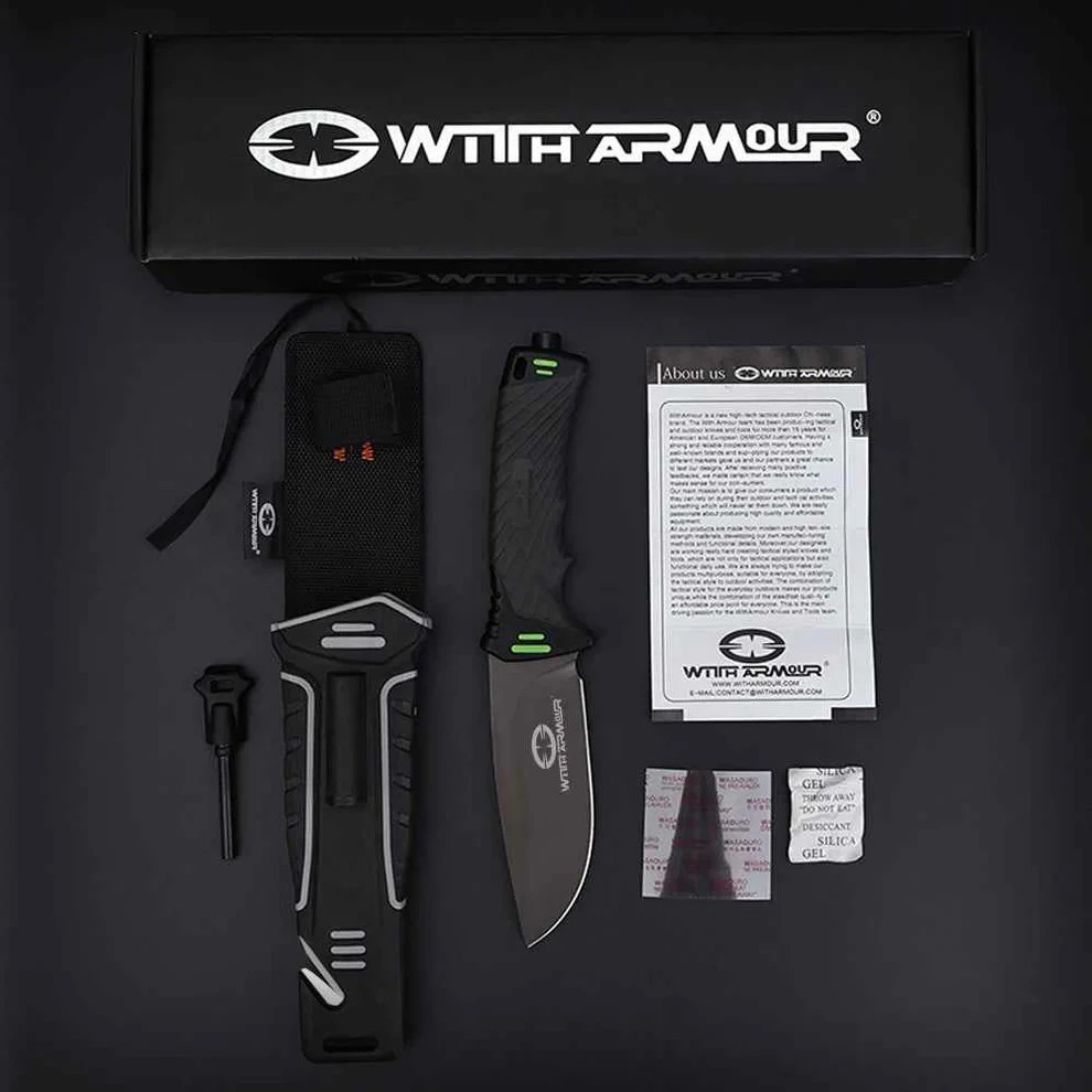 WithArmour Nightingale Fixed Knife 4.88" D2 Tool Steel Blade Black PP/TPR Handle