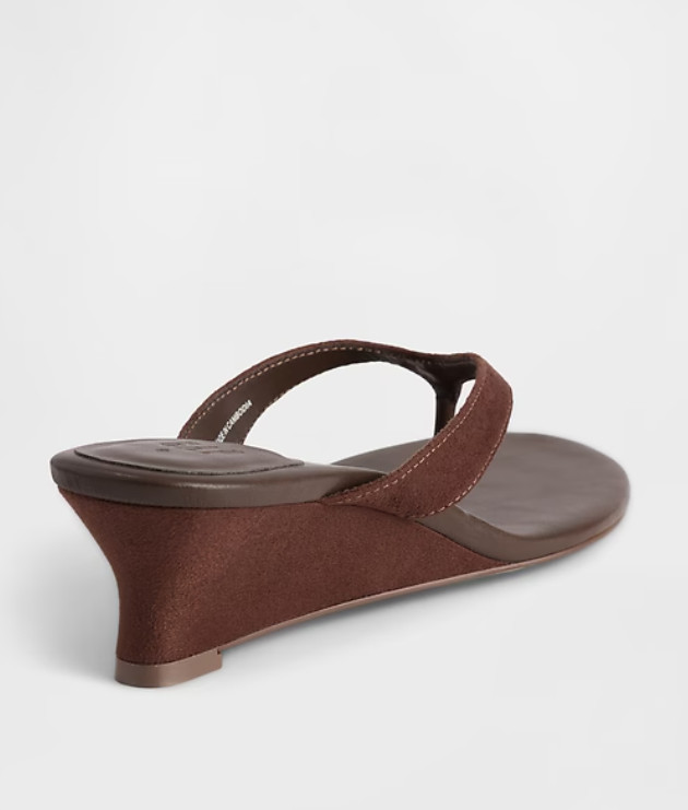 GAP Vegan Leather Wedge Thong Sandals, Chocolate Cake Brown