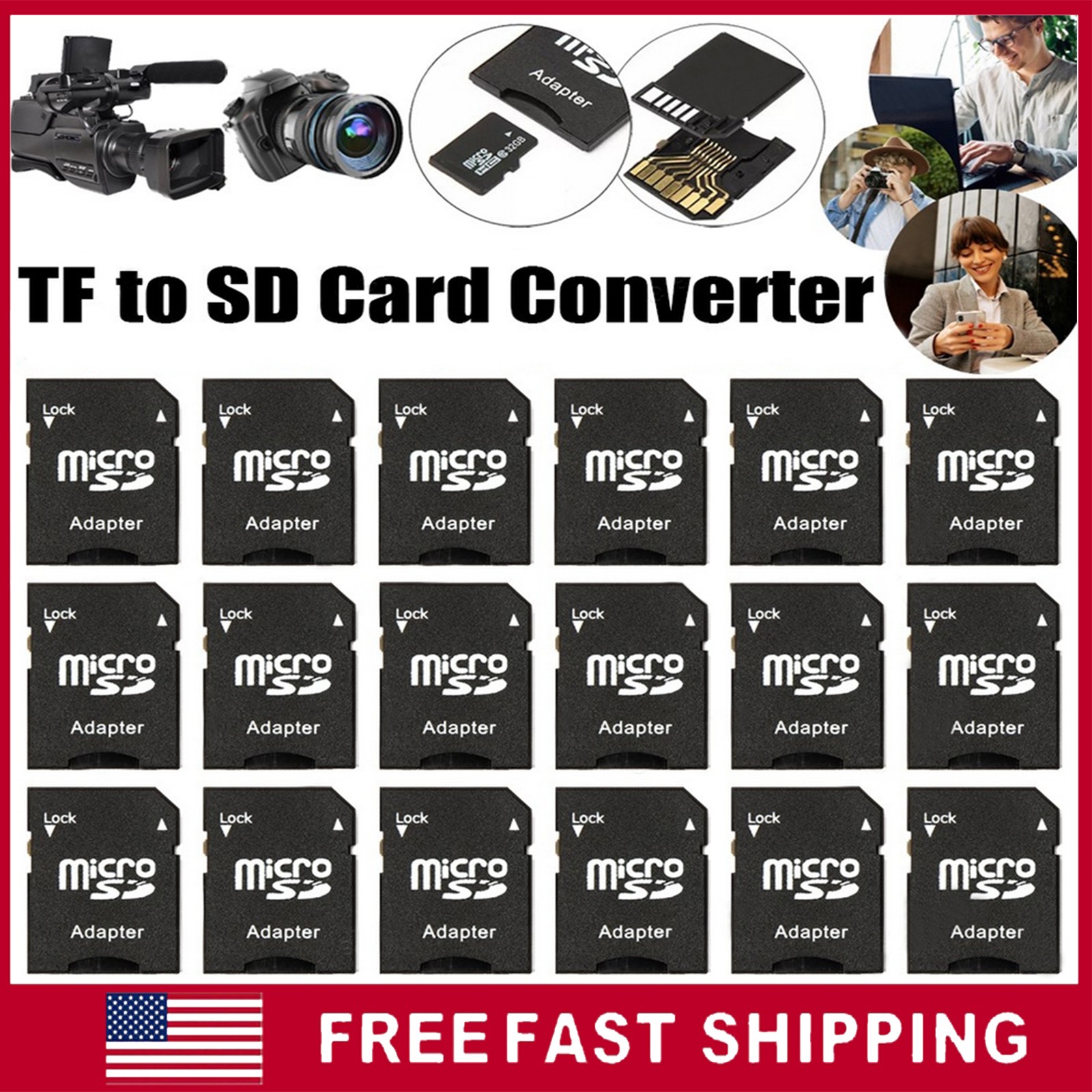 Micro SD Adapter TransFlash TF To SD SDHC Memory Card Adapter Converter Lot