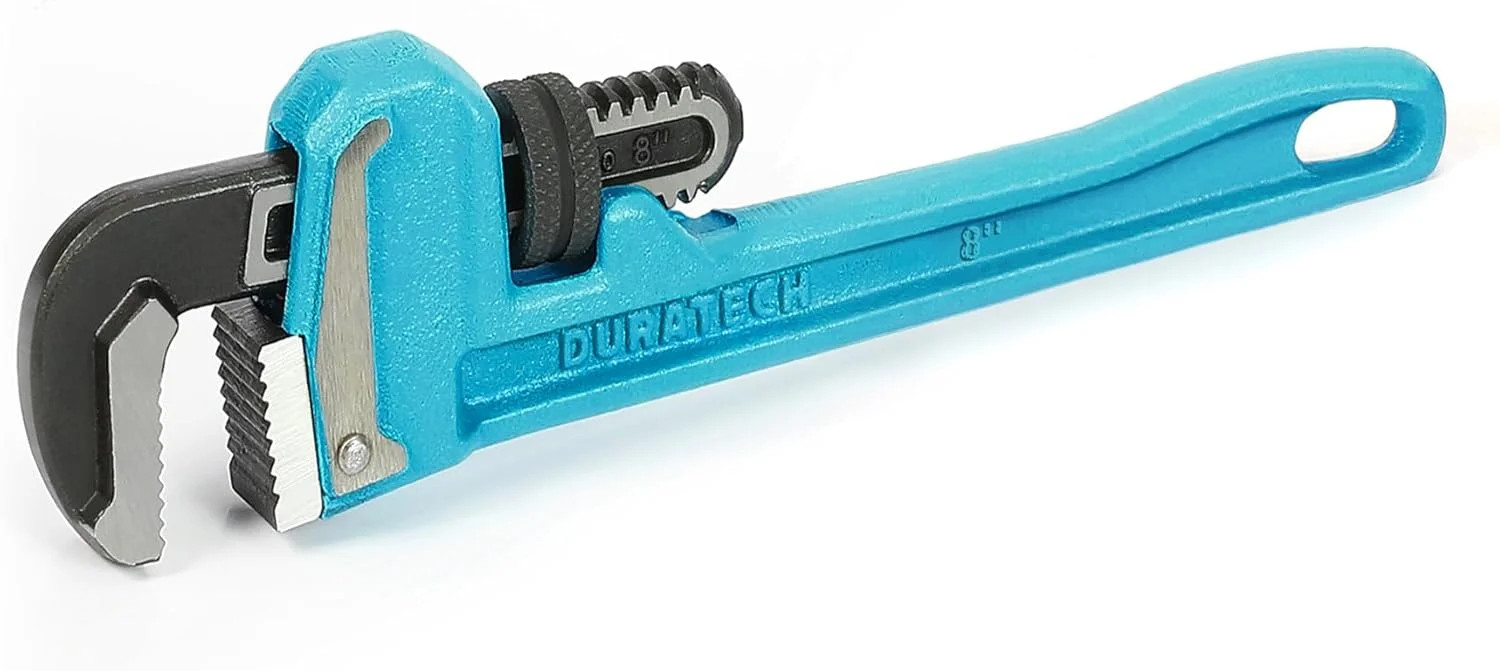 DURATECH 8-Inch Heavy Duty Pipe Wrench, Adjustable Plumbing Wrench, Malleable Ca