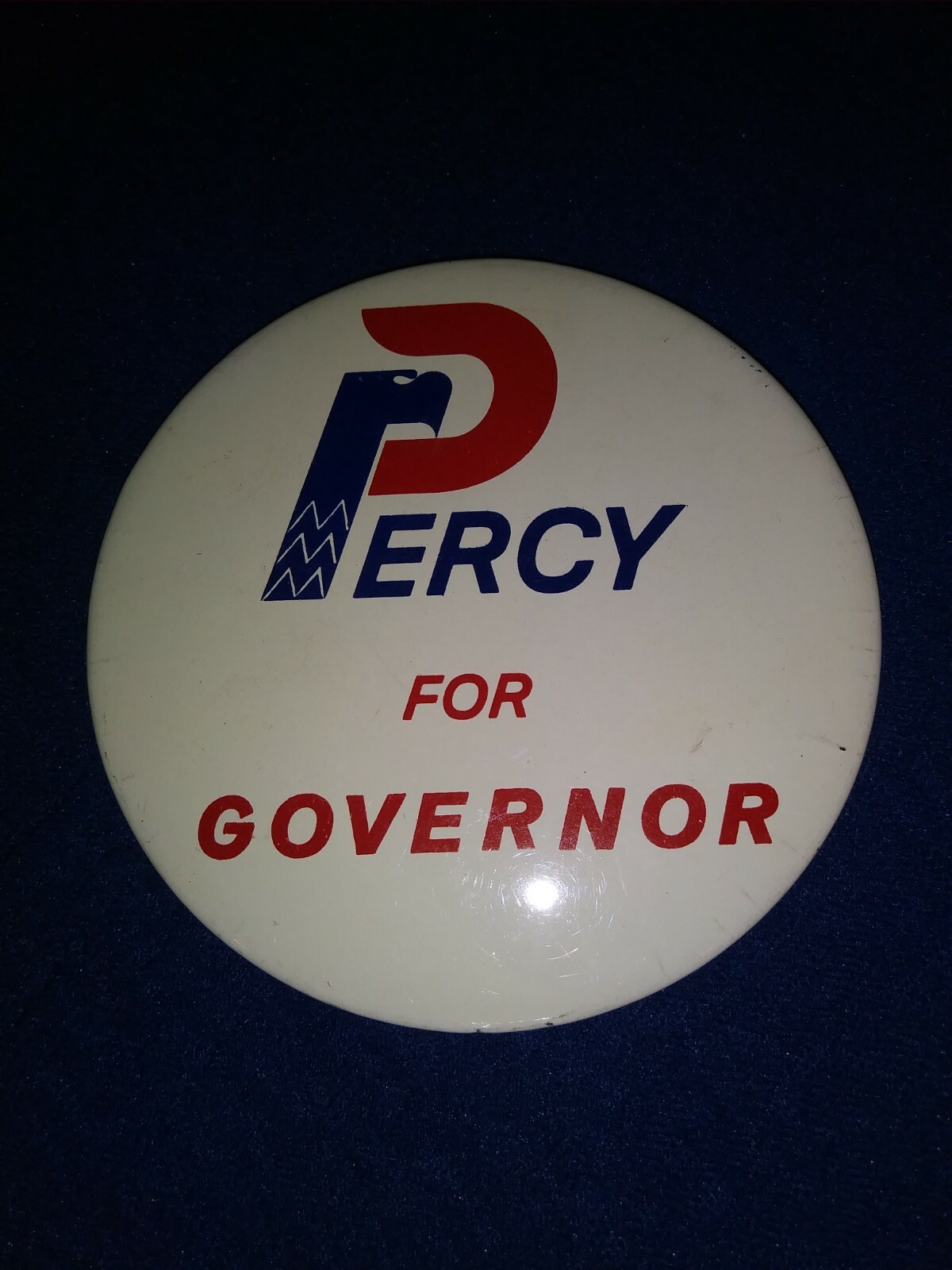 LARGE 4" PERCY ILLINOIS GOVERNOR 1964 LATER SENATOR GOP POLITICAL PINBACK BUTTON