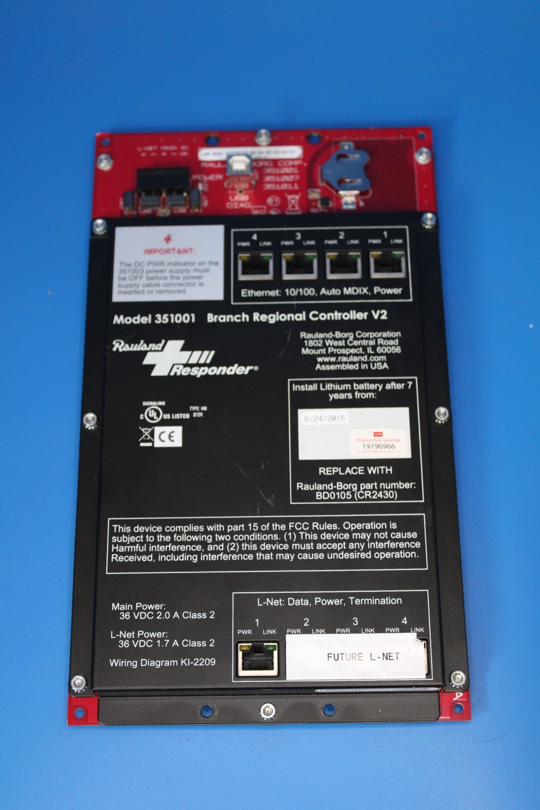 Rauland Responder 351001 Branch Regional Controller V2 UNTESTED AS-IS