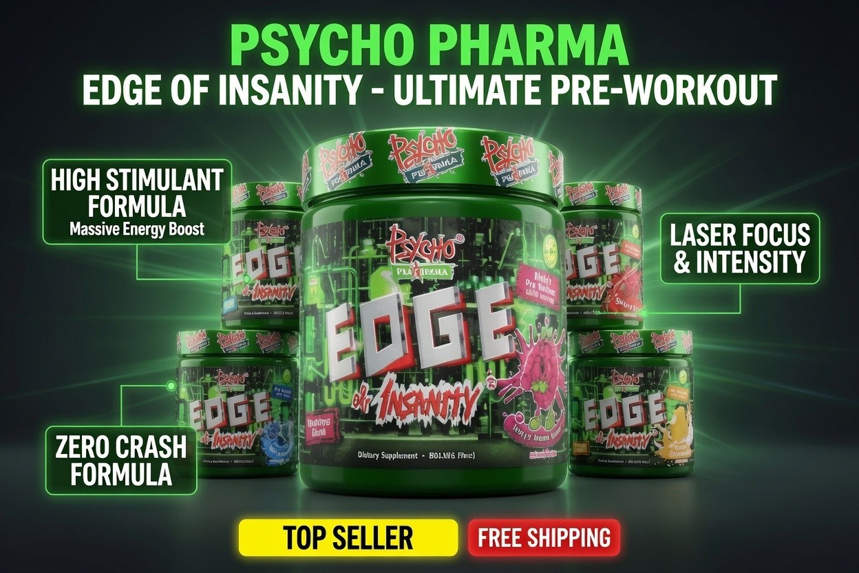 PSYCHO PHARMA EDGE OF INSANITY Pre Workout Energy Focus Endurance 25 Servings