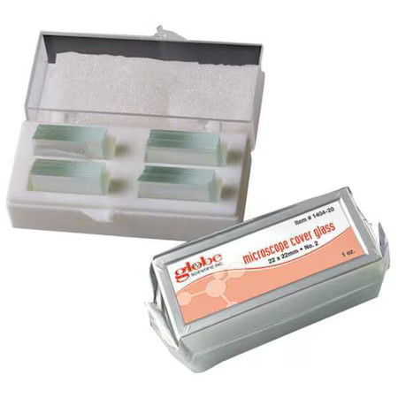 Globe Scientific 1404-10 Mic Cover Glass, 22 X 22 Mm, Clear, Pk10