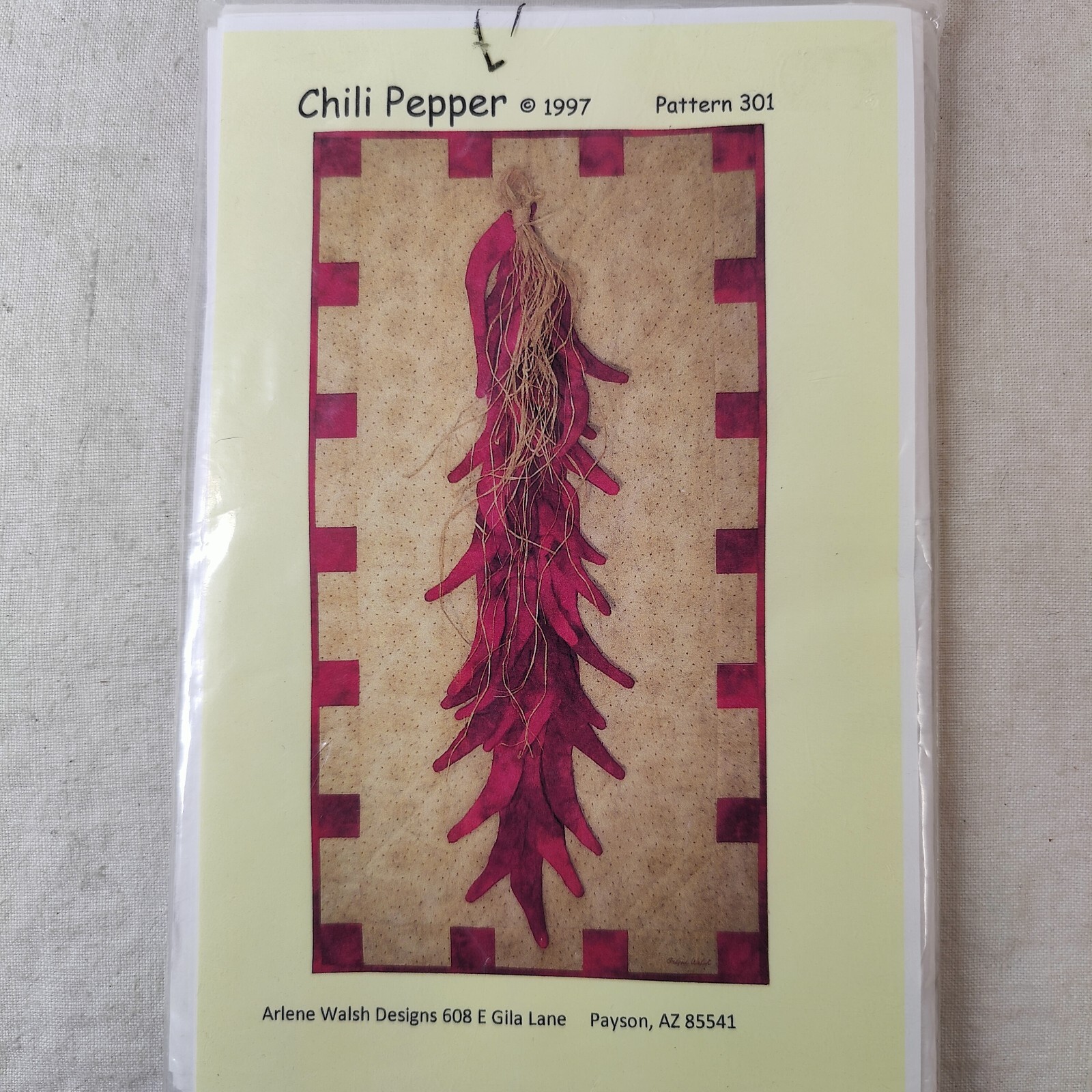 CHILI PEPPER Southwestern Desert Food Large Wall Quilt Template 21" x 39"