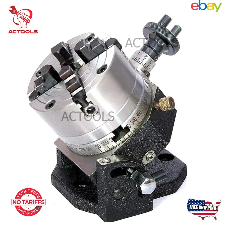 NEW 3" Inches / 80 mm Rotary Table Tilting  with 80 mm 4 Jaws Independent Chuck