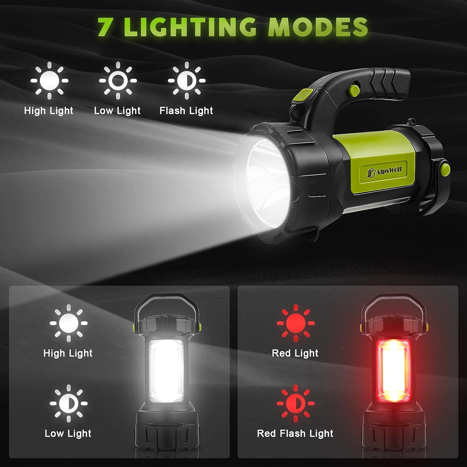 Rechargeable LED Camping Lantern with Flashlight Spotlight