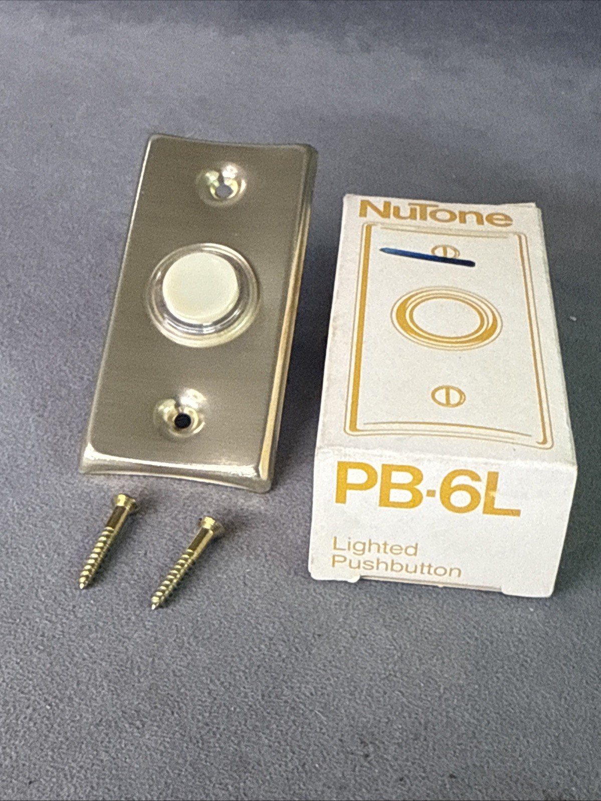 NuTone Push Button Lighted Pushbutton GOLD ANODIZED PB-6L NOS