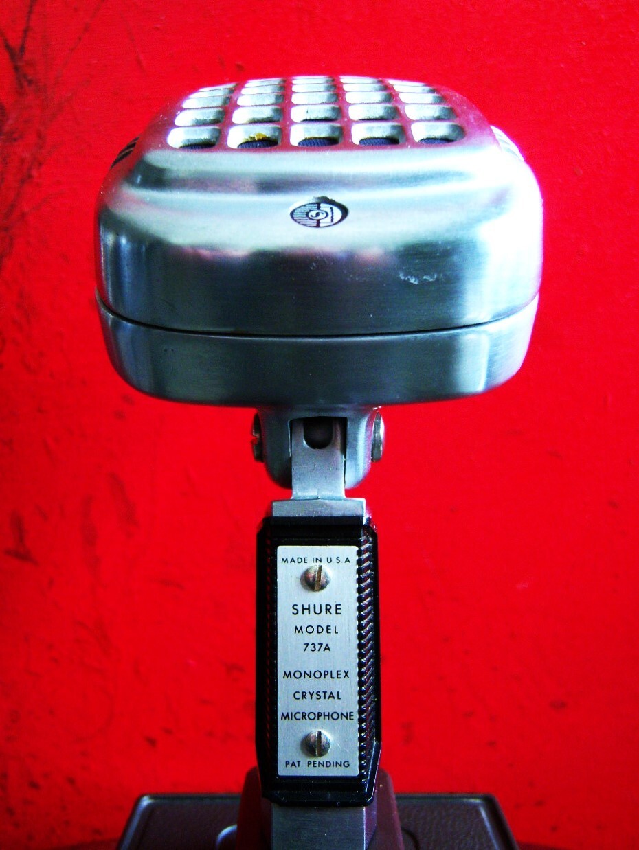 Vintage 1960's Shure 737A crystal super cardioid microphone w period S37A stand