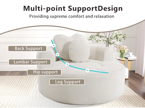 Round Sofa Bed with Memory Foam Sectional Couches for Living Room, Cloud Couch