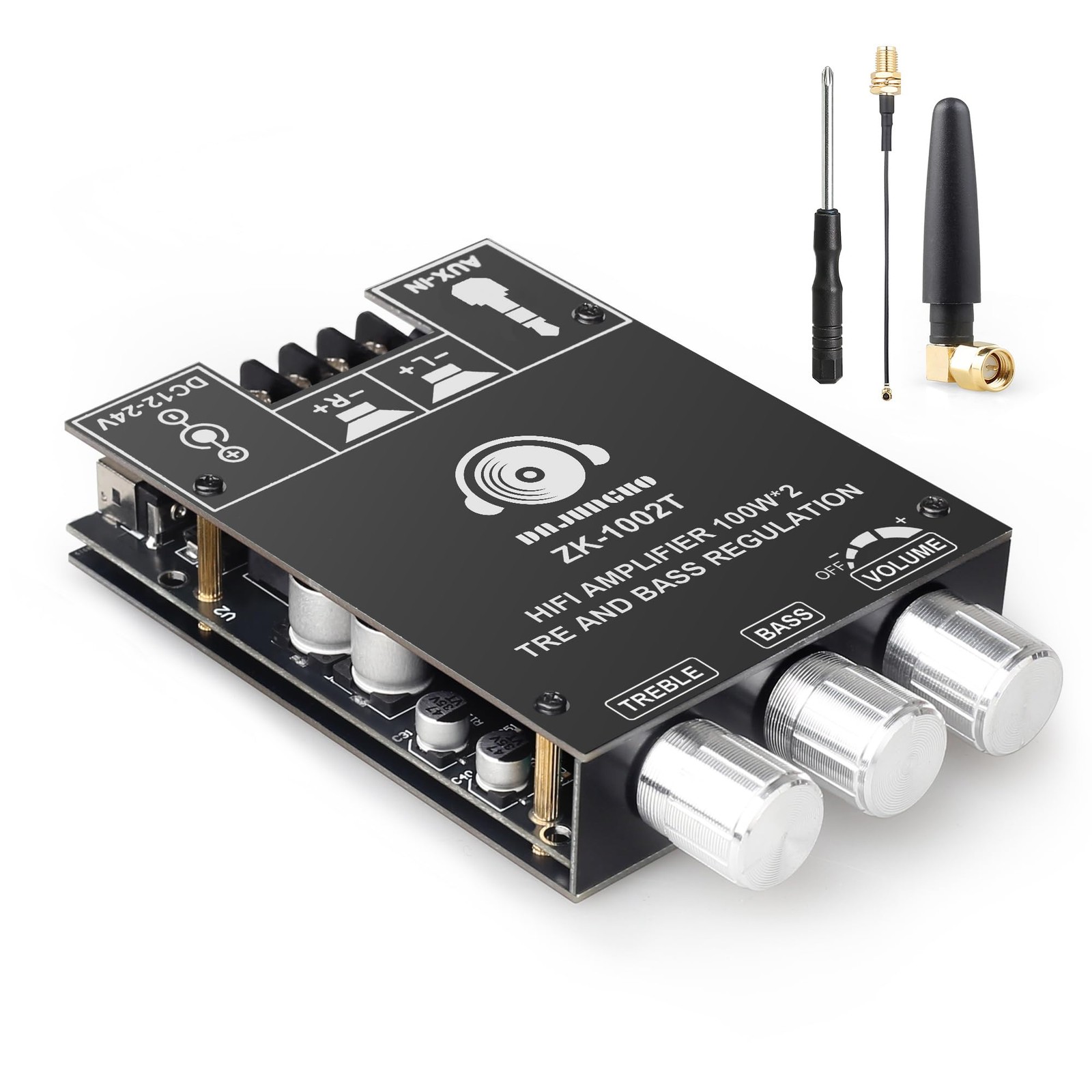 ZK-1002T 2.0 Channel Bluetooth Amplifier Board 100W+100W TPA3116 Hi-Fi Stereo...