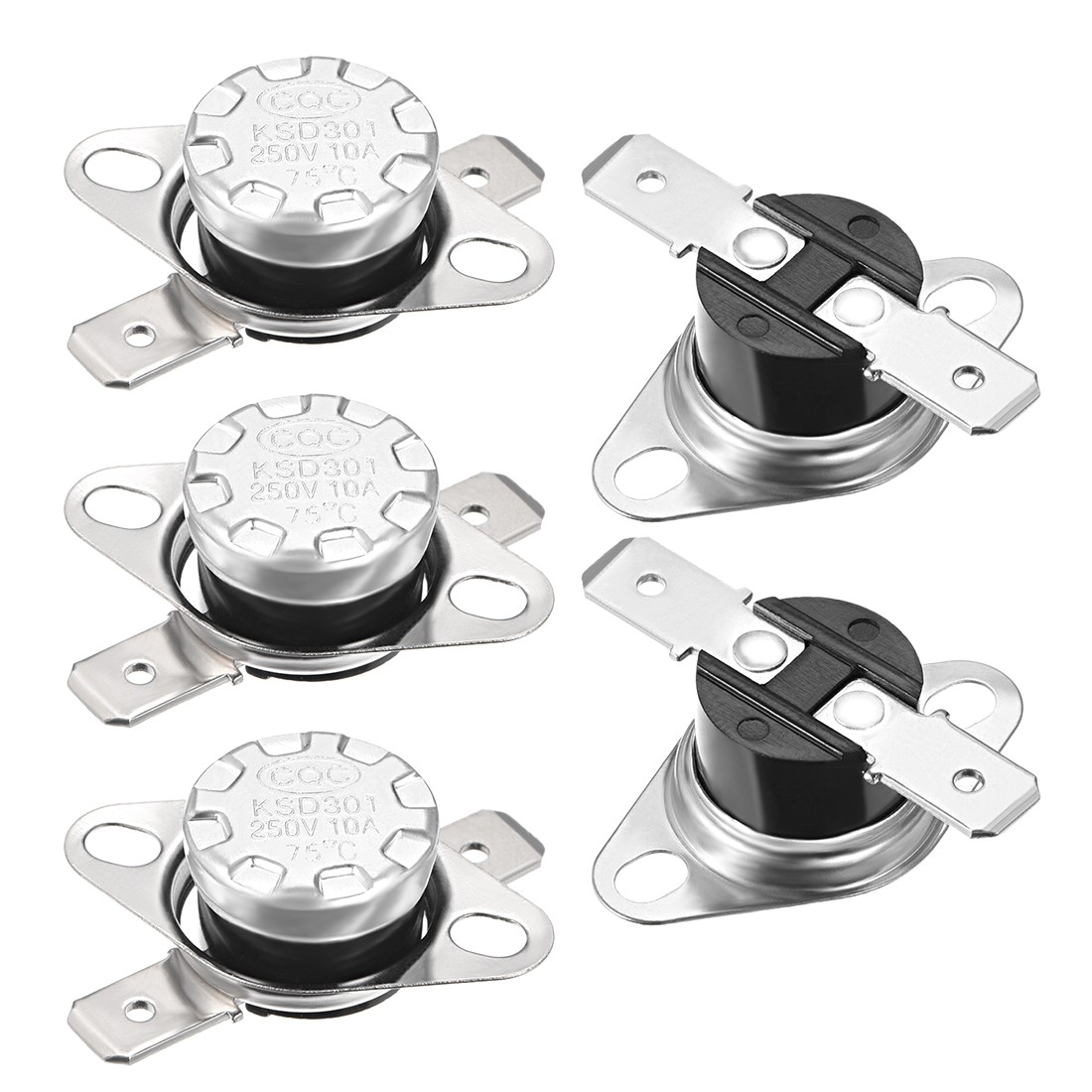 Temperature Control Switch Thermostat 75°C 10A N.C 6.3mm Pin 5pcs