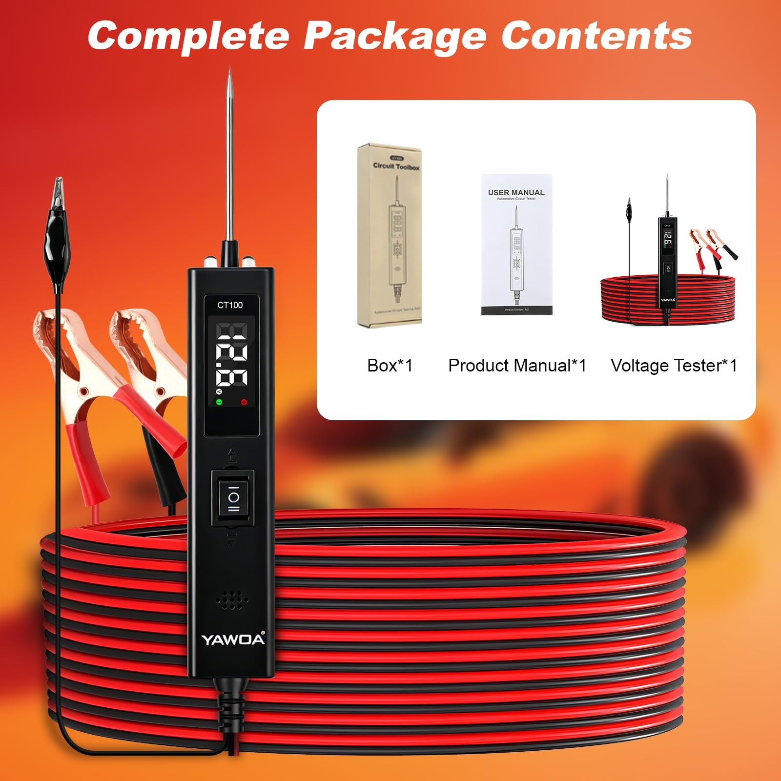Upgrade Power Circuit Probe Tester,6-24V DC Electrical System black
