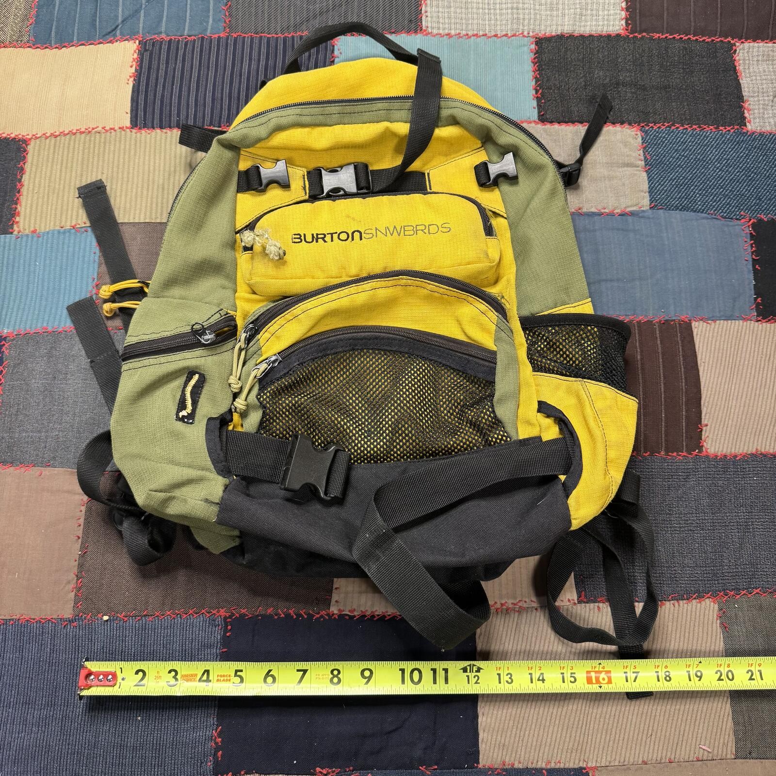 Vintage 2010s Burton Snowboards Yellow Green Backcountry Skate Backpack