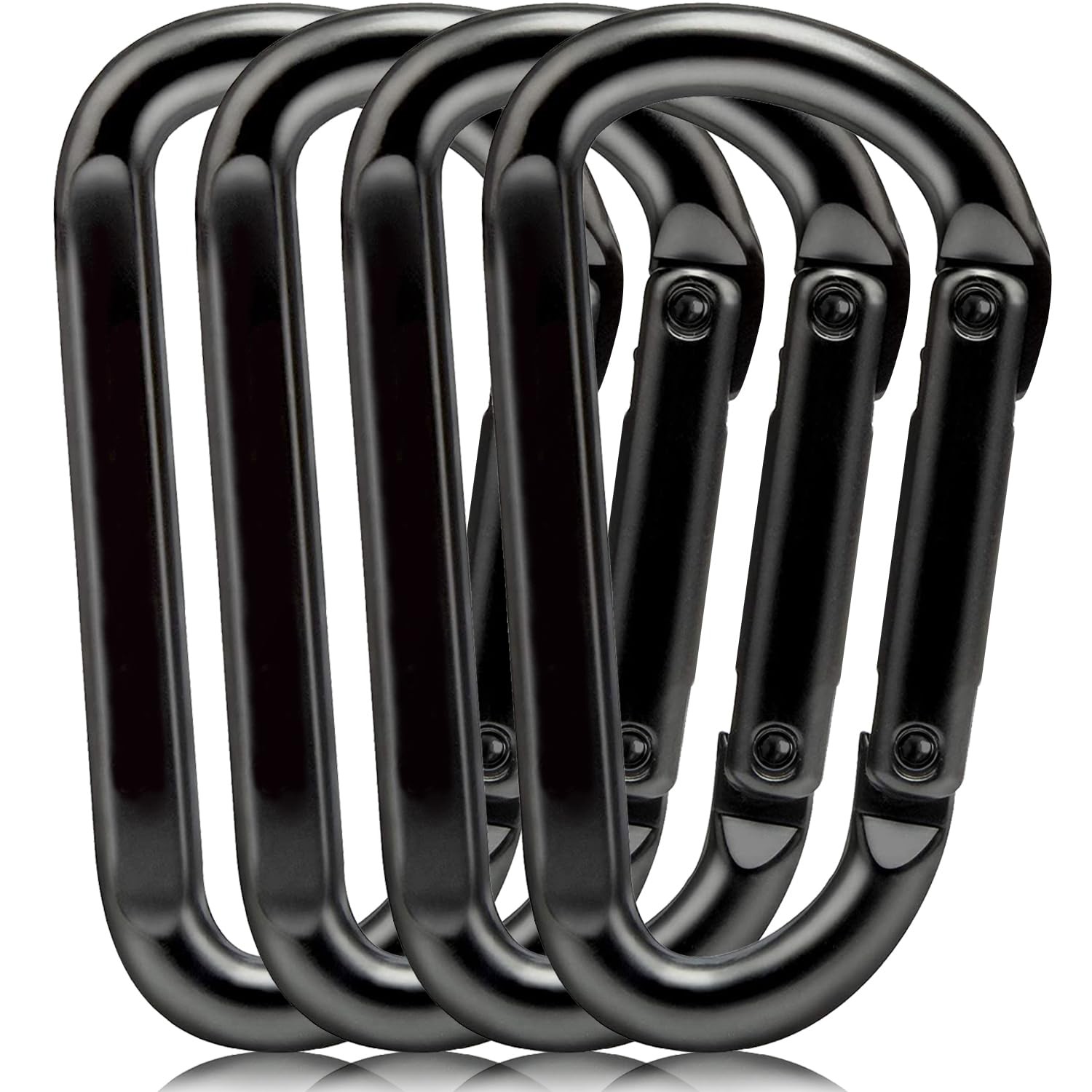 EZYA Carabiner Clip, 860lbs, 3" Heavy Duty Carabiner, D Ring Small, black