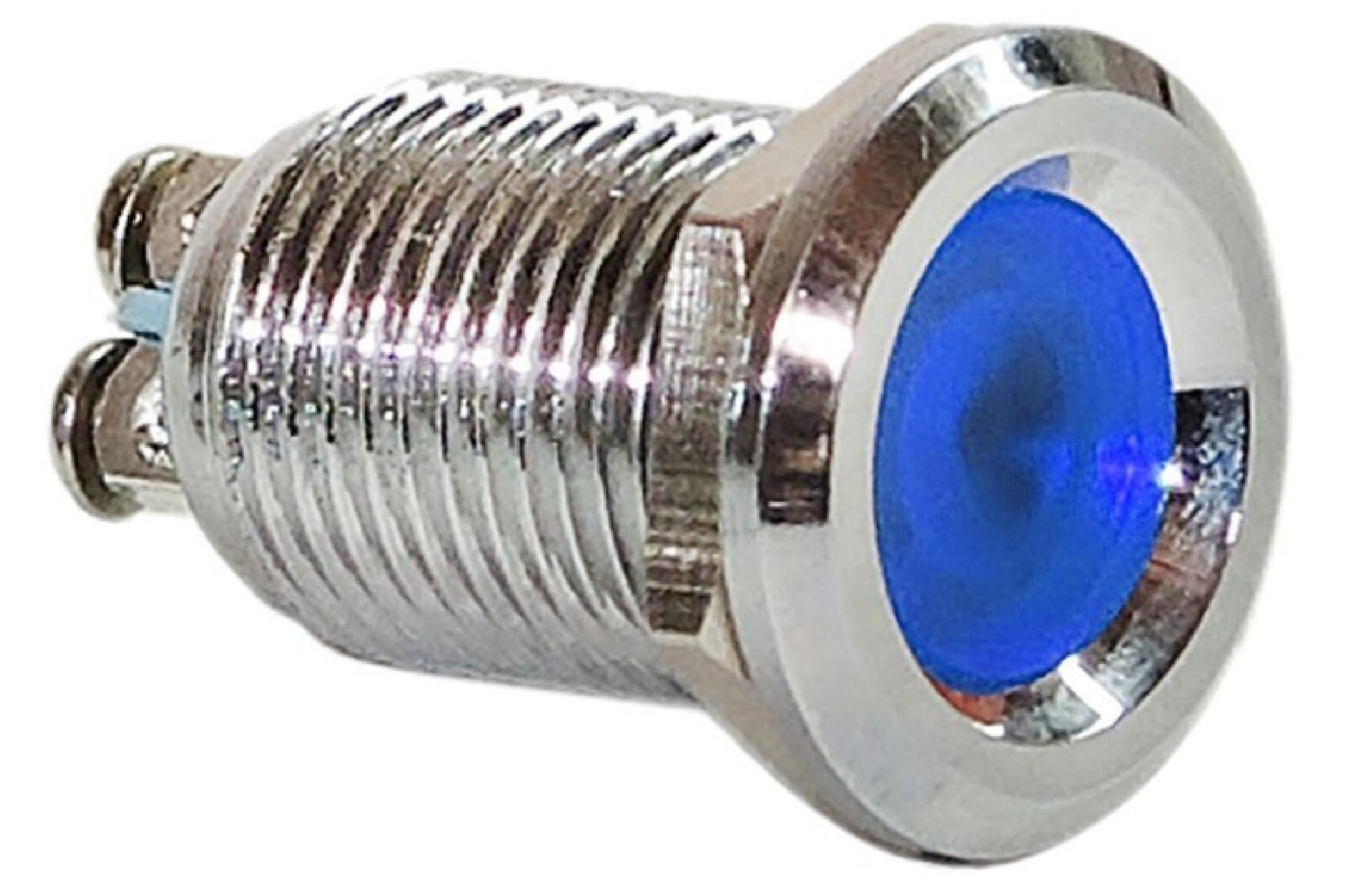 3/4" Silver Stainless Steel Blue Switch Indicator Light Pilot LED Lamp 19mm 12V