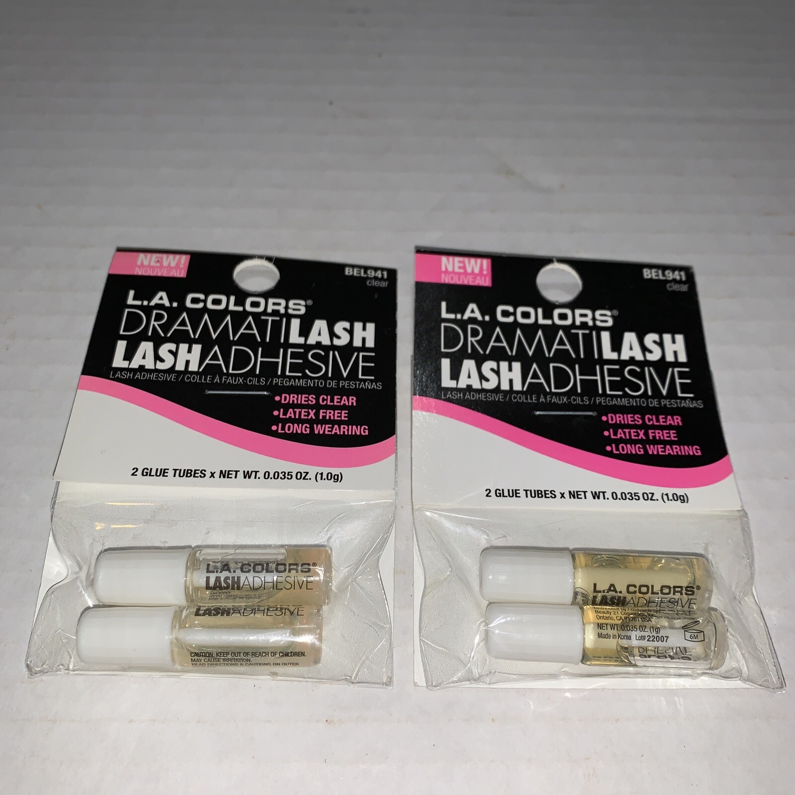 5712) 1 Lot 2 Packs L.A. Colors Dramatic Lash Adhesive BEL941 Clear