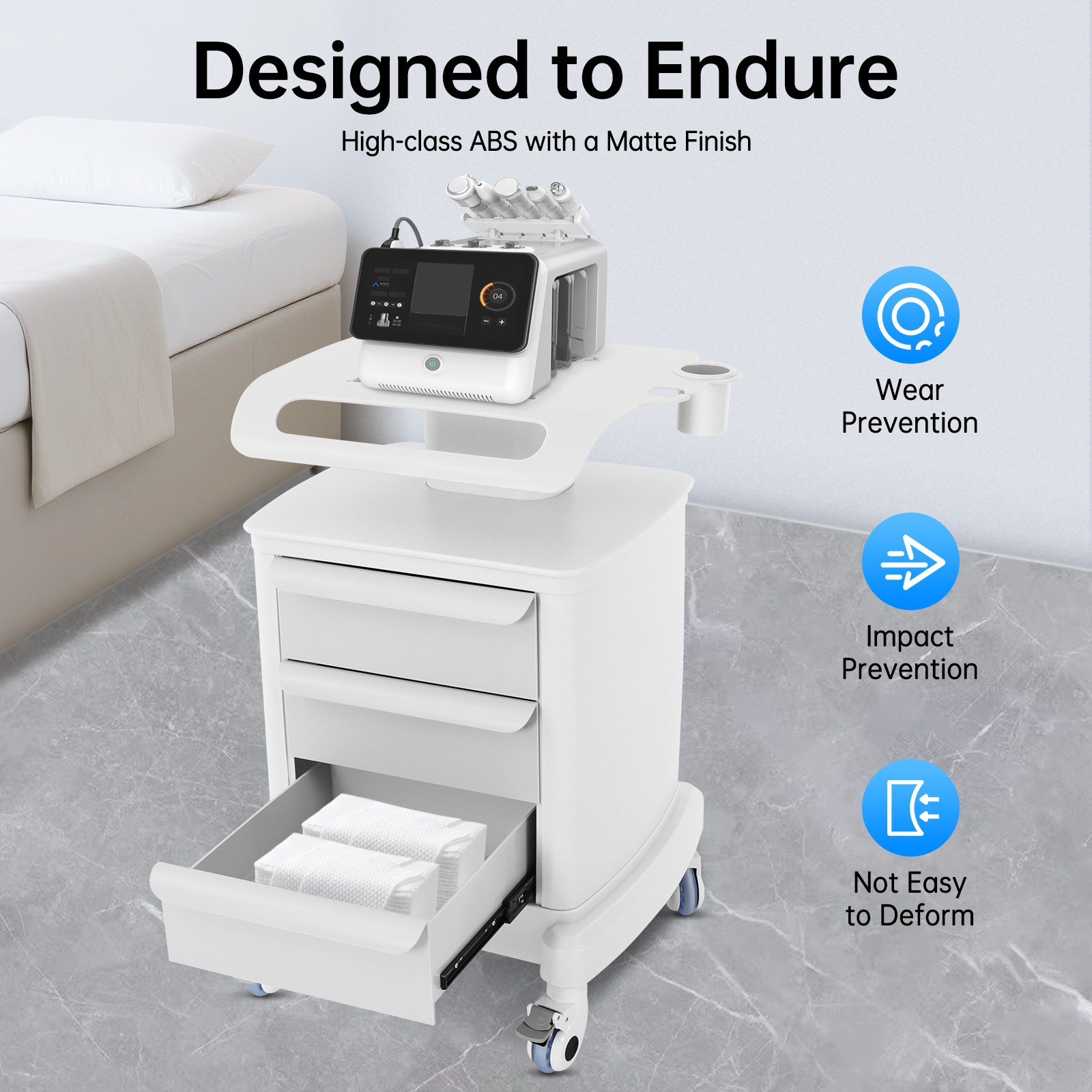 Mobile Beauty Spa Salon Medical Trolley Cart with Drawers Portable Tool Cart New