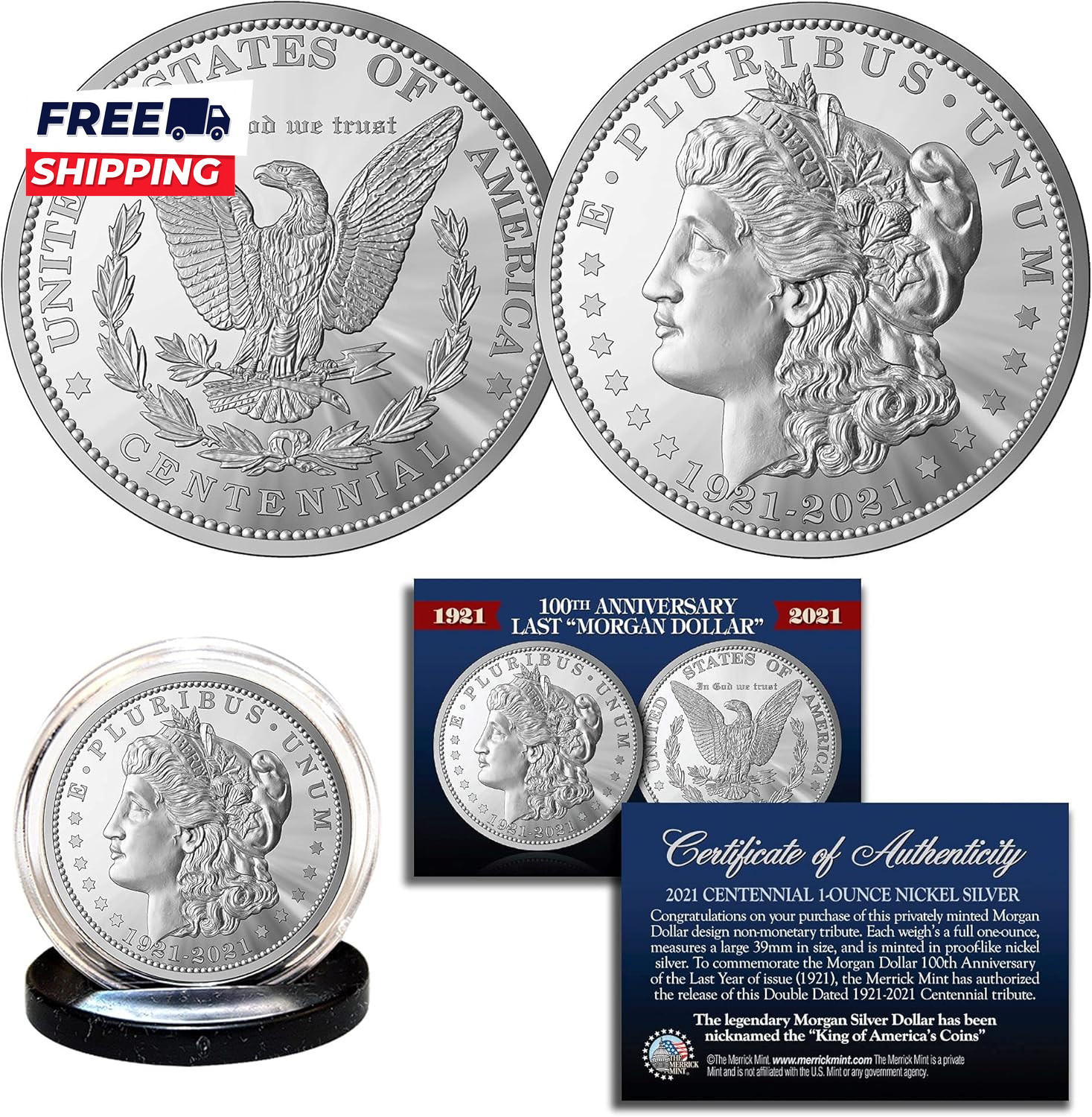 100Th Anniversary of the Final Morgan Dollar 1 OZ 39Mm Tribute Coin Medallion