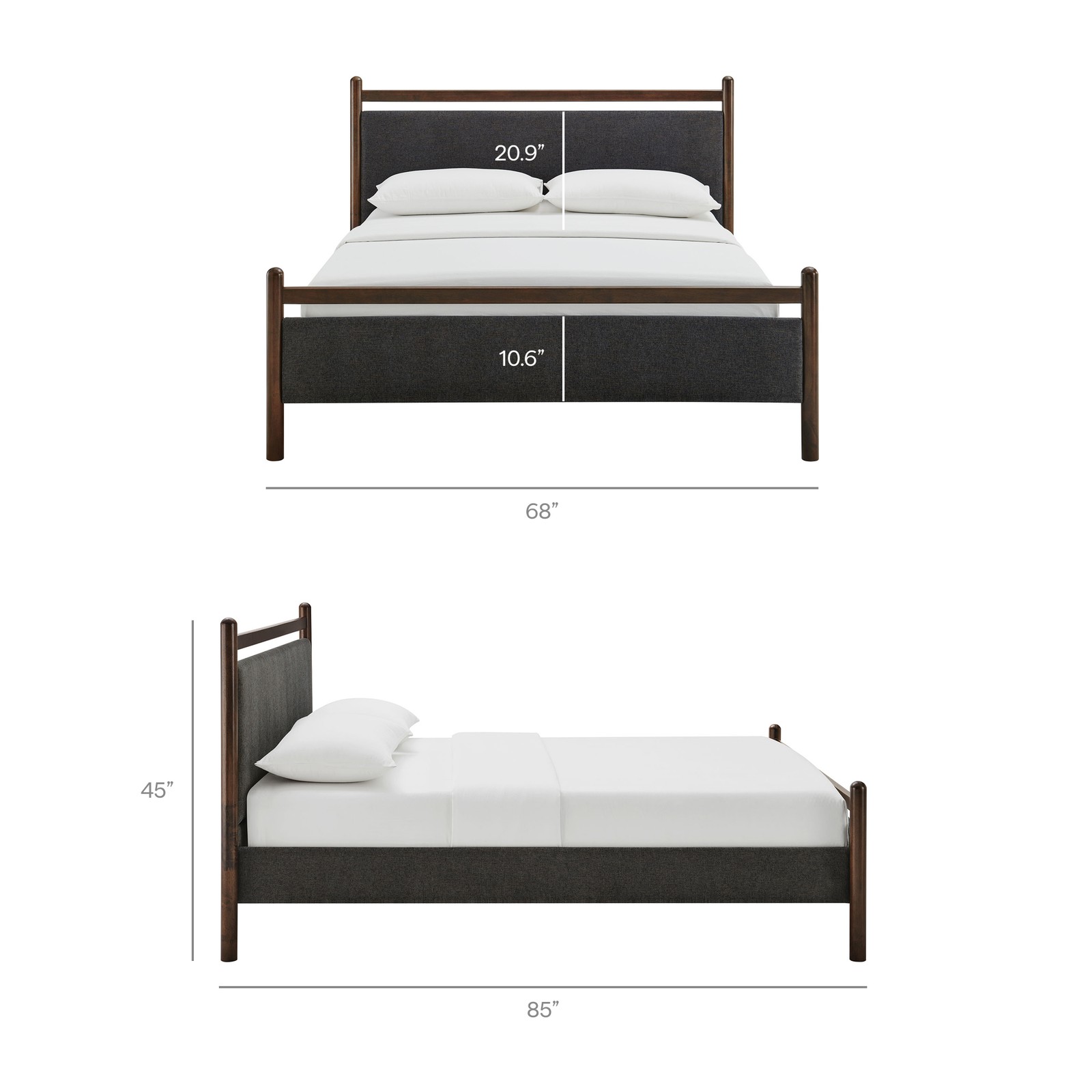 Ginny Queen Size Platform Bed Frame in Wenge Heathered Dark Gray