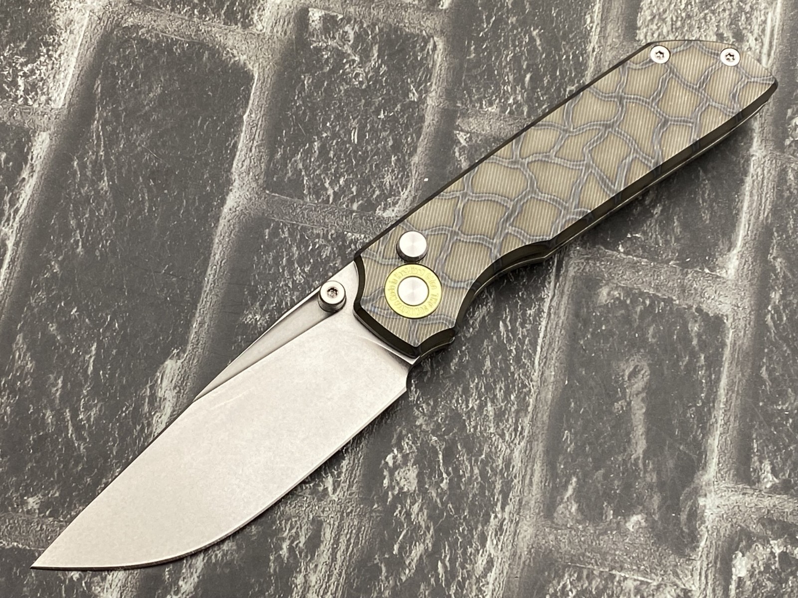 Twosun TS588-Fire Folding Knife K110 Blade Titanium Handle Button L Pocket Knife