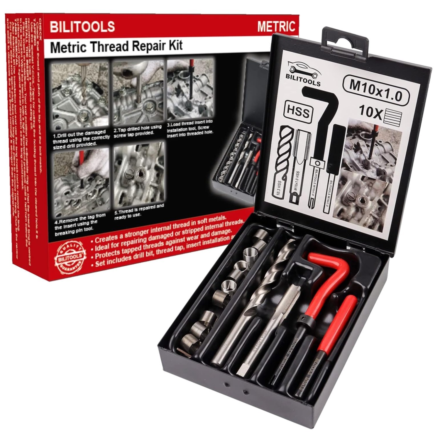 HSS Drill Helicoil Repair Kit for M10x1.0 Threads - Efficient and Durable