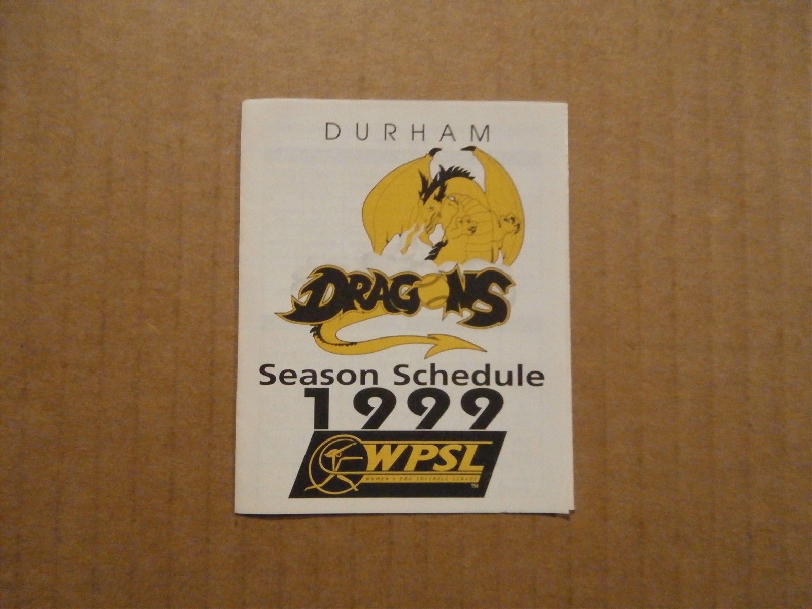 WPSL Durham Dragons Vintage Defunct Circa 1999 Team Logo Pocket Schedule