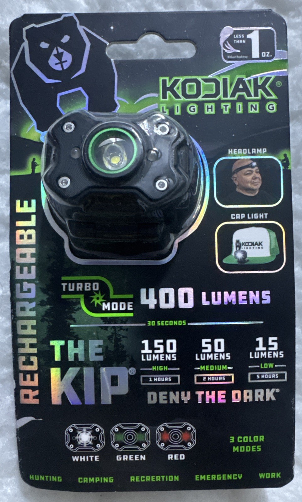 Kodiak 400 Lumen Rechargeable Ultralite Headlamp Mini Headlamp Flashlight 6 Mode