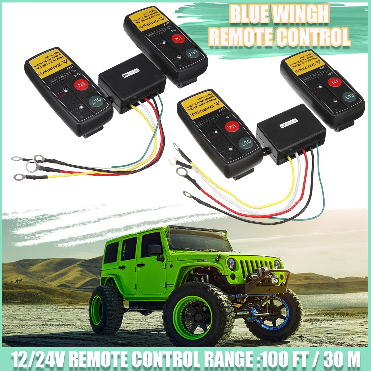 12/24V 17000lb Wireless Recovery Winch Remote Control Switch Handset Truck Jeep