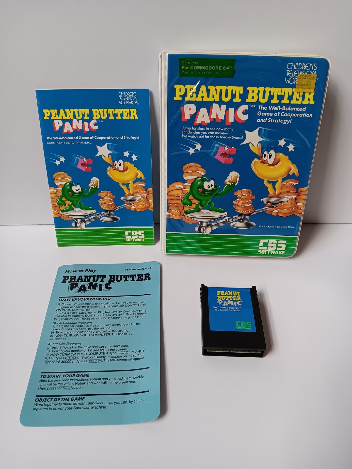 Commodore 64 Peanut Butter Panic Computer Game Cartridge Tested/Works