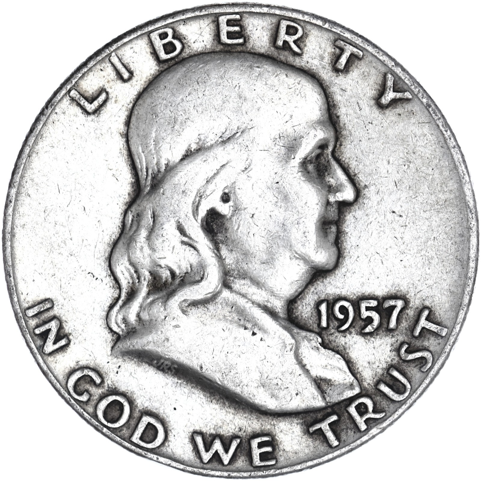 1957 D Franklin Half Dollar Fine 90% Silver