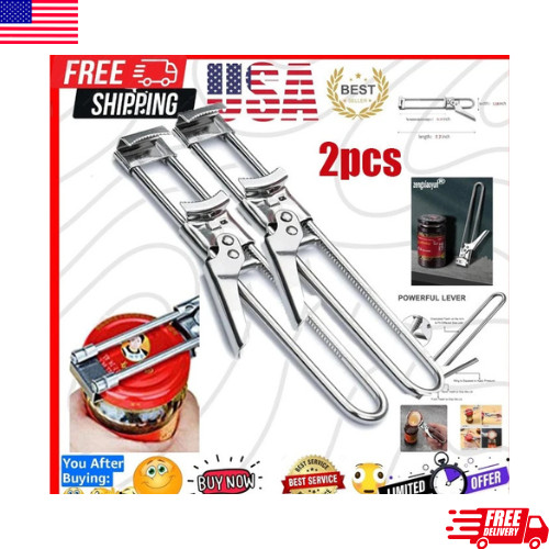 2X Adjustable Multifunctional Stainless Steel Can Opener Jar Lid Gripper New