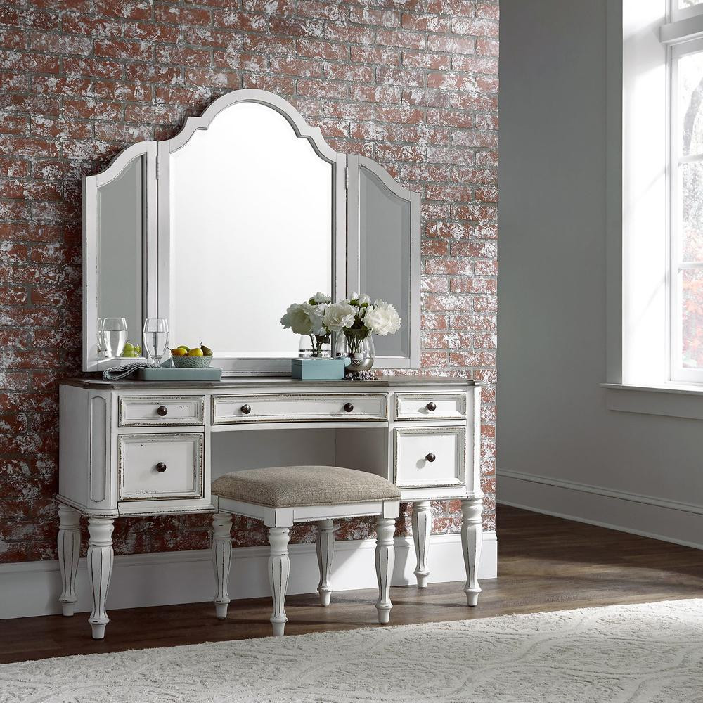 Magnolia Manor Vanity Stool in Antique White