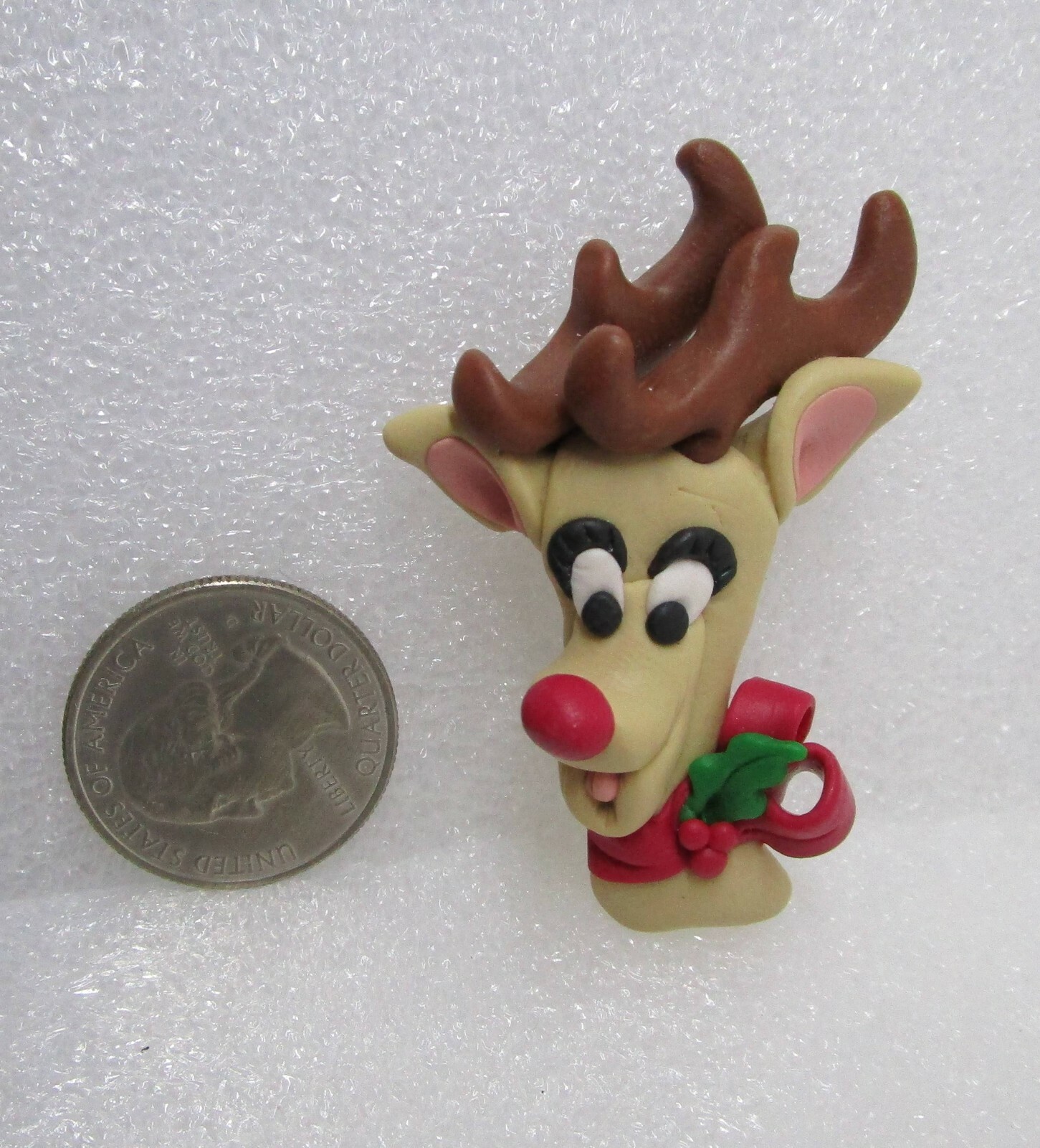 Gone Troppo Handcrafted Clay Rudolph The Red Nose Reindeer Pin