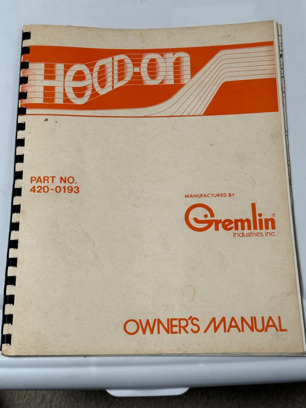 SEGA / GREMLIN 1979 FACTORY ORIGINAL HEAD-ON OWNERS MANUAL