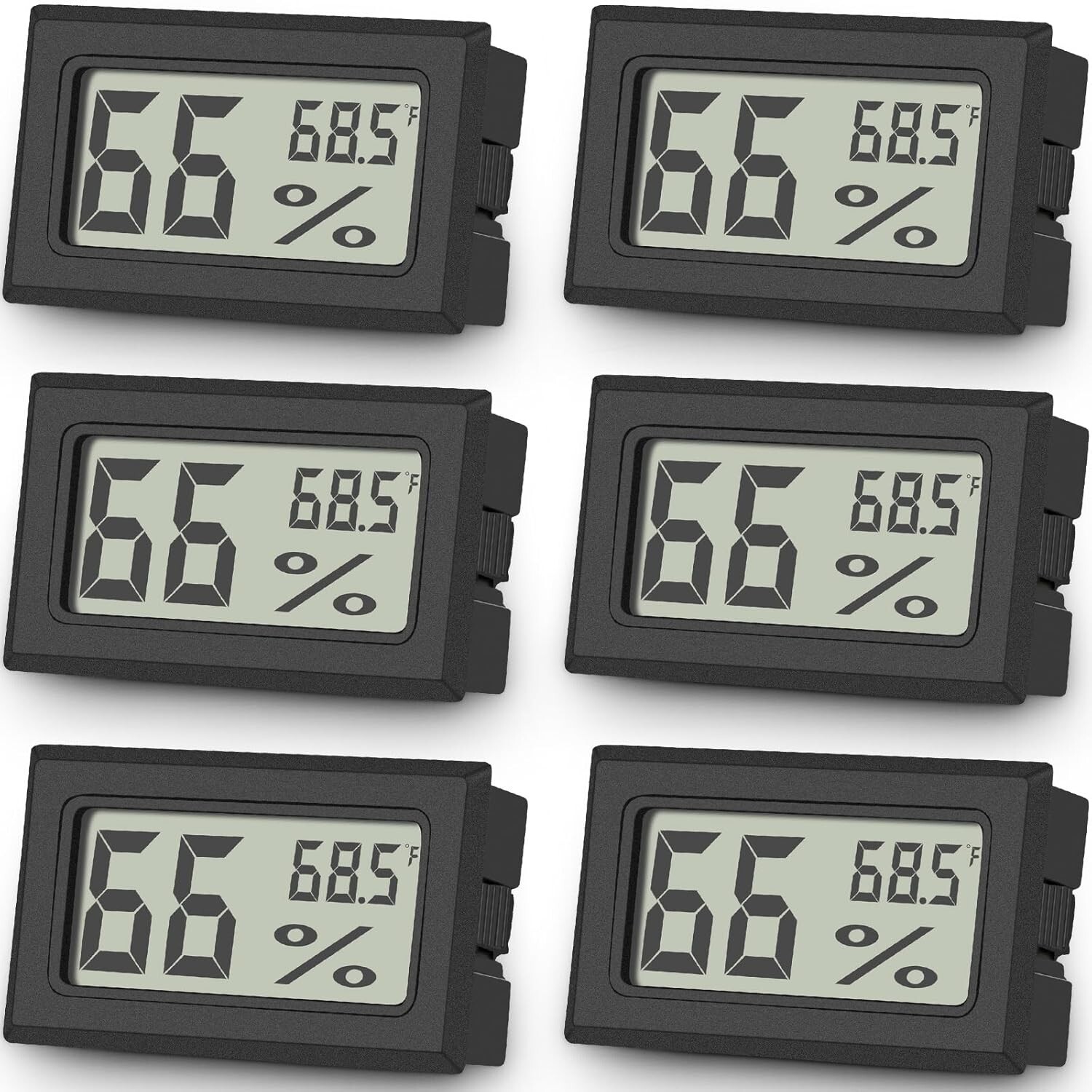 Compact Mini Thermometer & Hygrometer Set with High Accuracy Display - 6 Pack