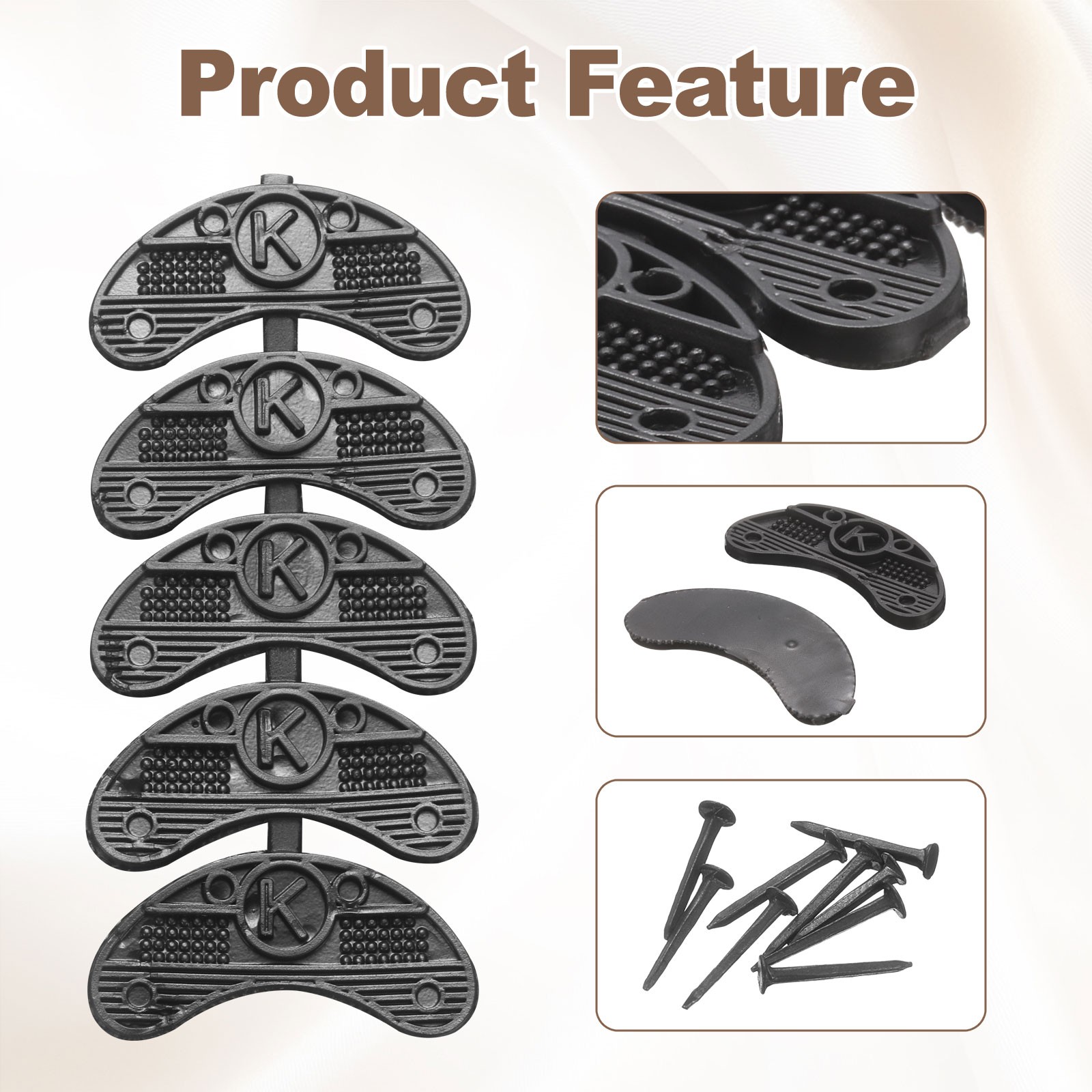 14pcs Heel Taps Rubber Pad Replacement Set Medium Size with 56pcs Screws, Black